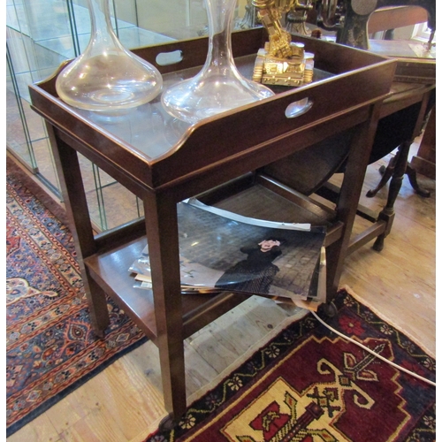 1600 - Mahogany Butlers Tray Hostess Trolley with Under Tier Wheel Supports Approximately 22 Inches Wide x ... 