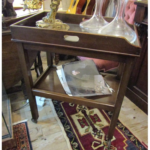 1600 - Mahogany Butlers Tray Hostess Trolley with Under Tier Wheel Supports Approximately 22 Inches Wide x ... 