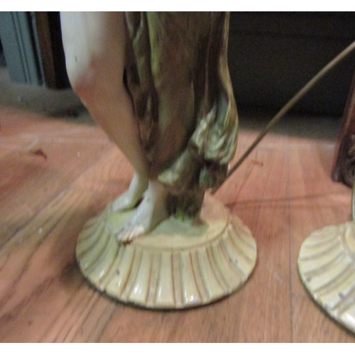 1604 - Pair of Antique Figural Form Table Lamps Each Electrified Working Order Approximately 30 Inches High