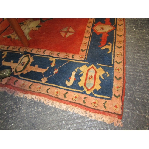 1632 - Persian Pure Wool Rug Navy and Burgundy Ground Patterned Borders Approximately 12ft 6 Inches Long x ... 