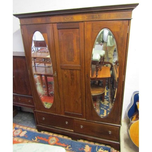 1636 - Antique Figured Mahogany Twin Door Wardrobe Approximately 6ft Wide x 7ft 6 Inches High