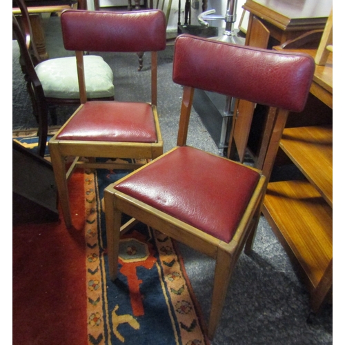 1648 - Pair of Burgundy Leather Vintage Side Chairs