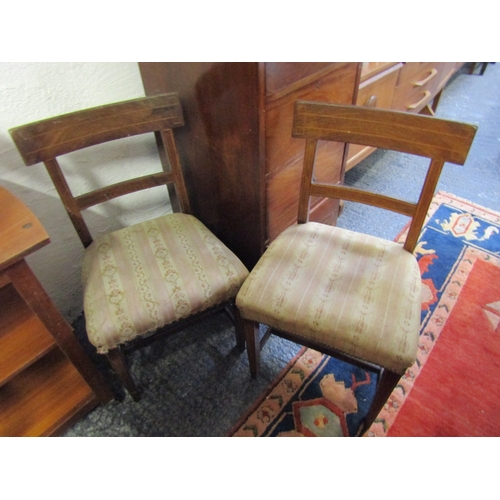 1652 - Pair of Irish Side Chairs Upholstered Seats Above Tapering Supports Good Construction