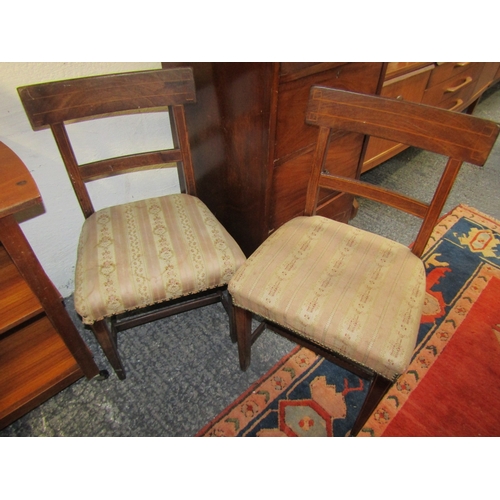 1652 - Pair of Irish Side Chairs Upholstered Seats Above Tapering Supports Good Construction