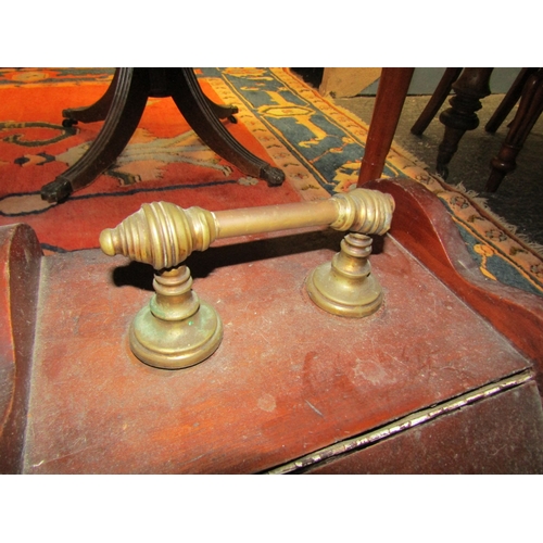 1653 - Edwardian Mahogany Coal Scuttle Brass Handle Original Tin Liner Present