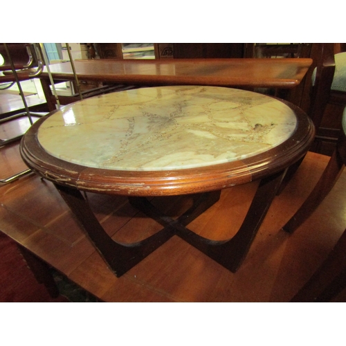 1656 - Vintage Circular Form Coffee Table Approximately 26 Inches Diameter x 20 Inches High with Unusual Fi... 