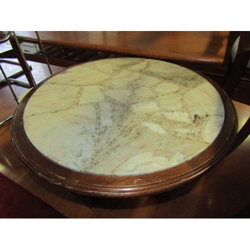 1656 - Vintage Circular Form Coffee Table Approximately 26 Inches Diameter x 20 Inches High with Unusual Fi... 