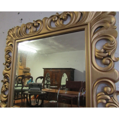 1659 - Matching Large Carved Gilt Wood Rectangular Form Wall Mirror Approximately 4ft Wide x 3ft 6 Inches H... 