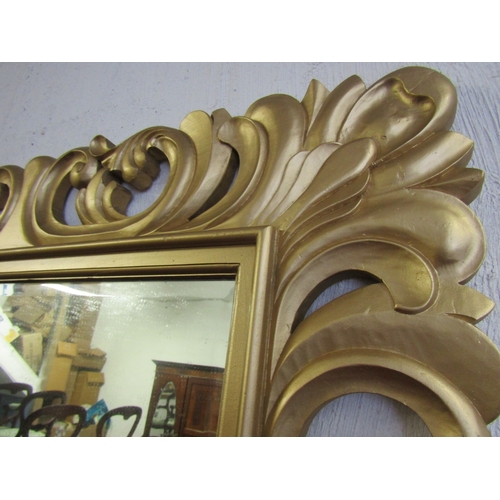 1659 - Matching Large Carved Gilt Wood Rectangular Form Wall Mirror Approximately 4ft Wide x 3ft 6 Inches H... 