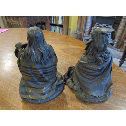 1669 - Two Bronze American Indian Figures Tallest Approximately 7 Inches High