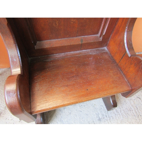 1676 - Gothic Pitch Pine Hall Bench Approximately 5ft 6 Inches High x 26 Inches Wide