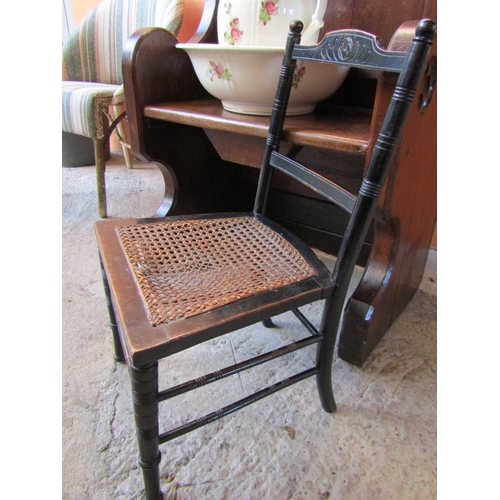 1678 - Edwardian Child's Chair with Rattan Seat Above Turned Supports Good Original Condition Good Construc... 