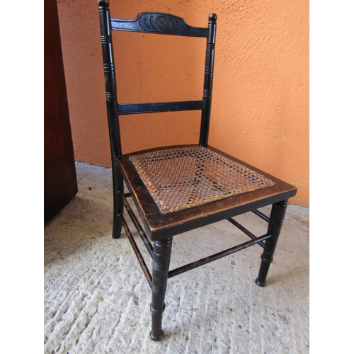 1678 - Edwardian Child's Chair with Rattan Seat Above Turned Supports Good Original Condition Good Construc... 