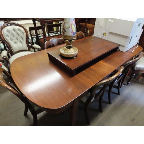 1679 - Edwardian Mahogany Dining Room Table Reeded Supports 8ft Long x 40 Inches Wide