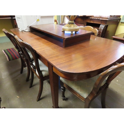 1679 - Edwardian Mahogany Dining Room Table Reeded Supports 8ft Long x 40 Inches Wide