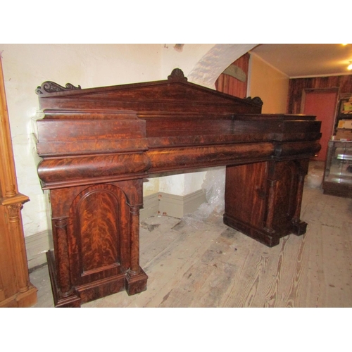 1682 - Imposing William IV Figured Mahogany Sideboard Twin Pedestal Finely Detailed Throughout Carved Back ... 