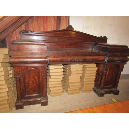 1682 - Imposing William IV Figured Mahogany Sideboard Twin Pedestal Finely Detailed Throughout Carved Back ... 