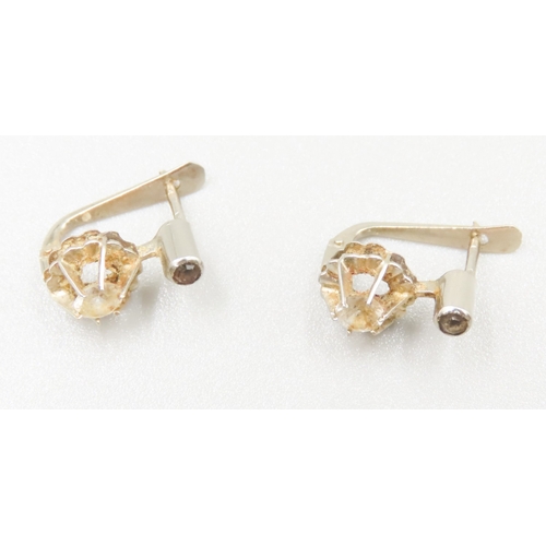 187 - Pair of Sapphire and Pale Sapphire Set Ladies Earrings Belcher Set in 18 Carat White Gold 1.5cm High