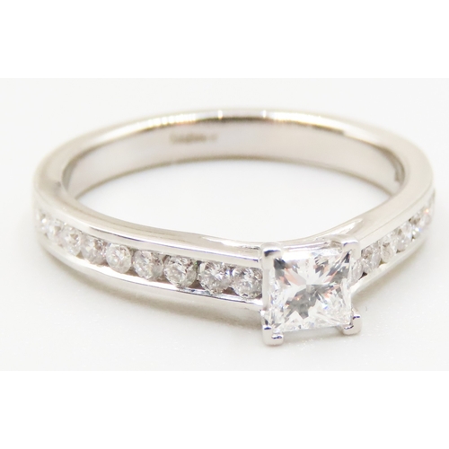 189 - Square Brilliant Cut Solitaire with Further Diamonds Set to Band Mounted in Platinum Main Diamond 0.... 