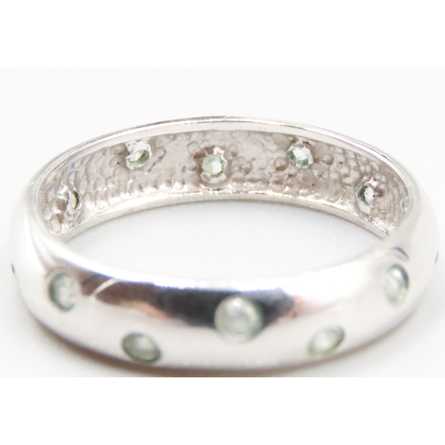 19 - Gemstone Set Eternity Ring Mounted in 9 Carat White Gold Ring Size N