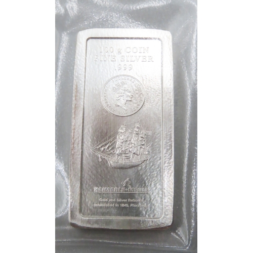 195 - 100 Gram Fine 999.9 Silver Bar