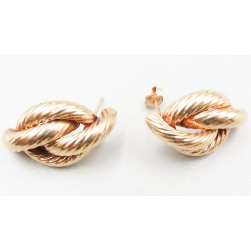 198 - Pair of 9 Carat Yellow Gold Knot Form Earrings 3cm High