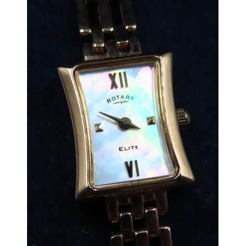 20 - Rotary Heritage Elite 9 Carat Yellow Gold Ladies Wristwatch Mother of Pearl Set Dial Roman Numerals ... 