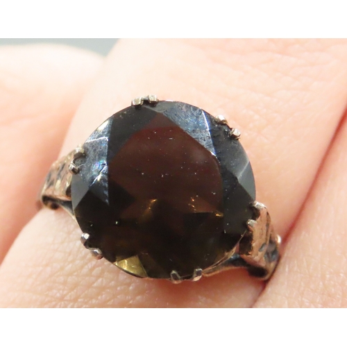 207 - Dark Citrine Single Stone Basket Set Ring Mounted in Silver Finely Detailed Ring Size N and a Half