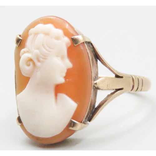 210 - Cameo Set Ring Mounted in 9 Carat Yellow Gold Ring Size O and a Half