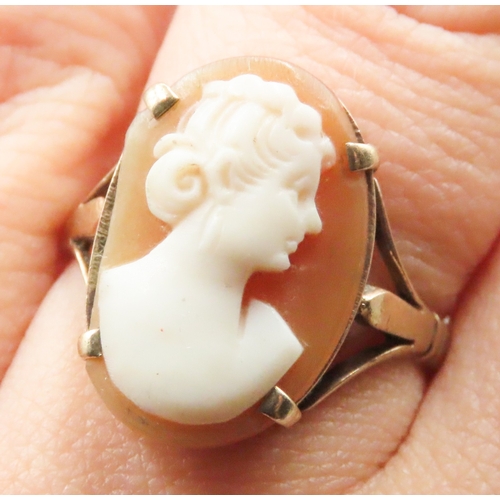 210 - Cameo Set Ring Mounted in 9 Carat Yellow Gold Ring Size O and a Half