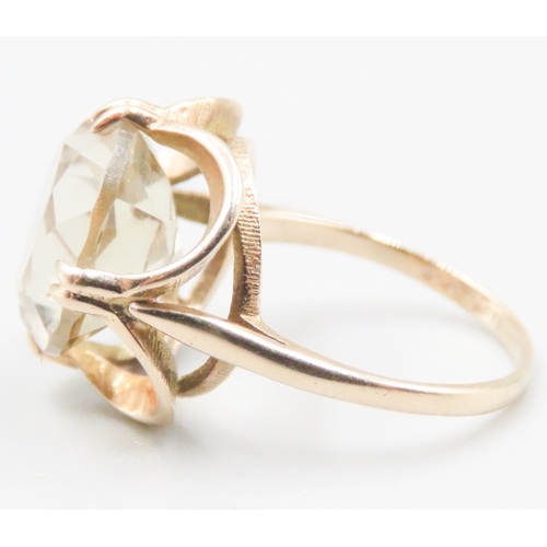 211 - Pale Citrine Single Stone Ring Finely Detailed Mounted in 9 Carat Yellow Gold Ring Size J and a Half