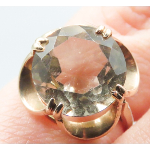 211 - Pale Citrine Single Stone Ring Finely Detailed Mounted in 9 Carat Yellow Gold Ring Size J and a Half