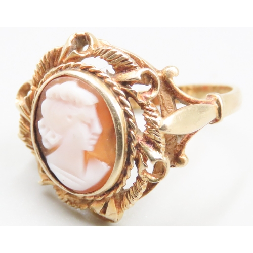 219 - Finely Detailed Cameo Set Ring Mounted in 9 Carat Yellow Gold Ring Size R