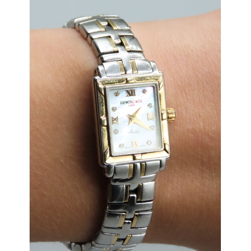 249 - Raymond Weil Geneve Parsifal Swiss Made Ladies Bi Metal Wristwatch with Diamond Set Mother of Pearl ... 