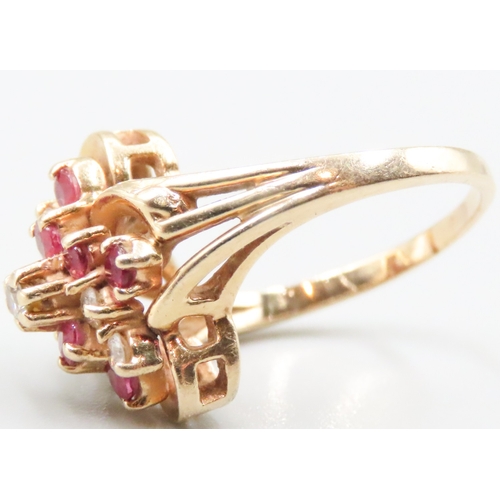 25 - Finely Detailed Ruby and Diamond Set Cluster Ring Mounted in 14 Carat Yellow Gold Ring Size L and a ... 