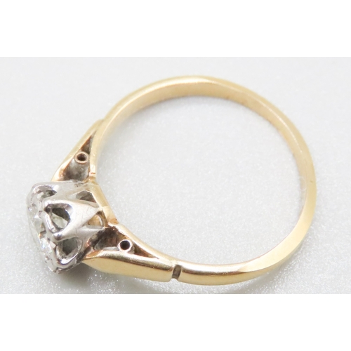 270 - Diamond Solitaire Rub over Set in Platinum Mounted on 18 Carat Yellow Gold Ring Size L and a Half