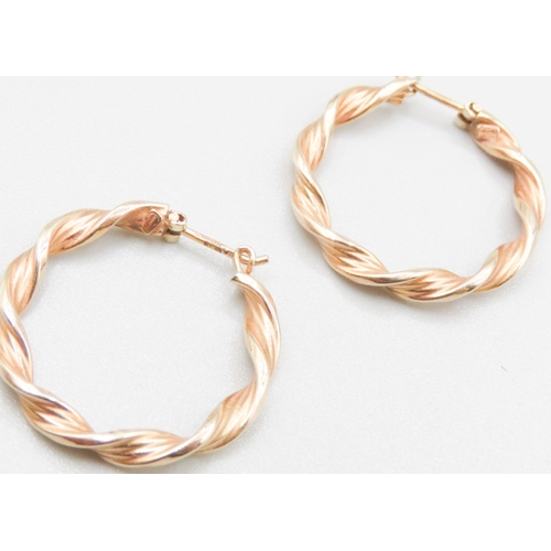 273 - Pair of 9 Carat Yellow Gold Twist Form Hoop Earrings 2cm High