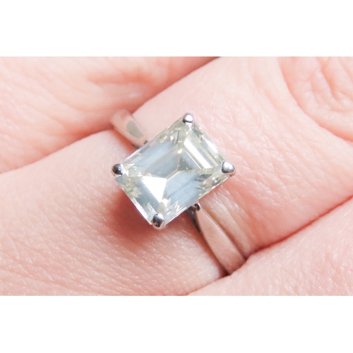 282 - Emerald Cut Diamond Solitaire Four Claw Set Ring Mounted in Platinum Colour L/M Clarity VS1/VS2 Diam... 