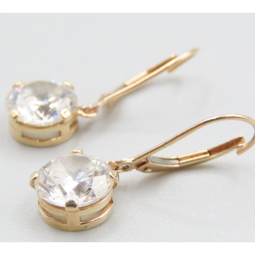 291 - Pair of  14 Carat Yellow Gold Gem set Ladies Drop Earrings 1cm High