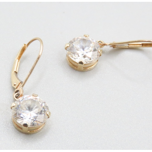 291 - Pair of  14 Carat Yellow Gold Gem set Ladies Drop Earrings 1cm High