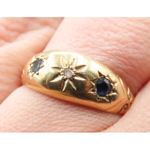 293 - Finely Detailed Sapphire and Diamond Set Ring Mounted in 18 Carat Yellow Gold Ring Size Q