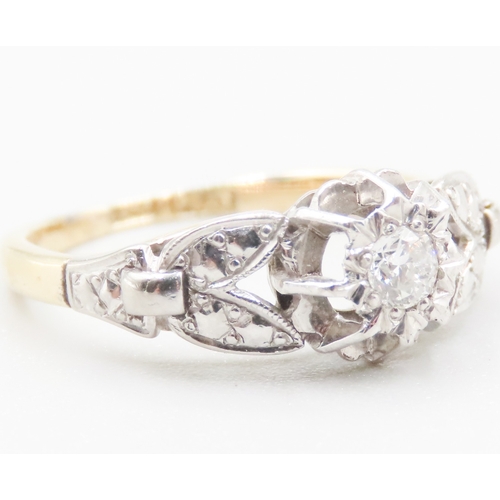 297 - Finely Detailed Diamond Solitaire set in Platinum Mounted on 18 Carat Yellow Gold Ring Size L