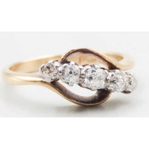 299 - Old Cut Diamond Five Stone Ring set in Platinum Mounted on 18 Carat Yellow Gold Rig Size P