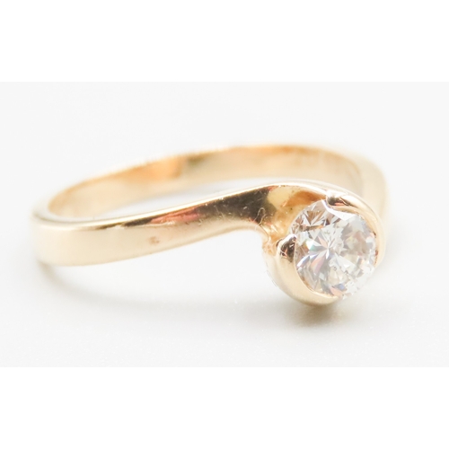 300 - Diamond Solitaire Half Bezel Set Wraparound Form Mounted in 18 Carat Yellow Gold Ring Size M and a H... 