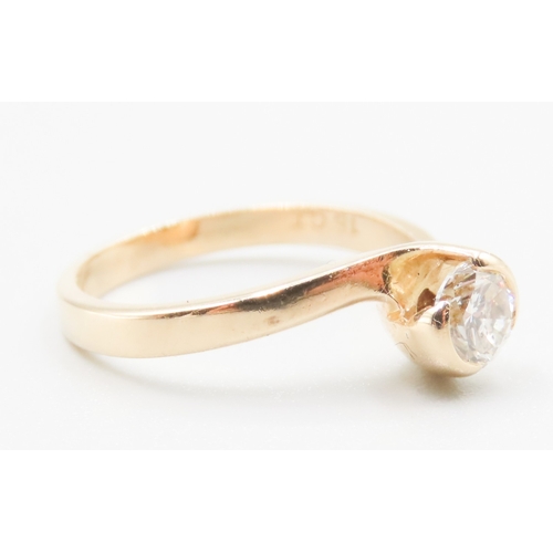 300 - Diamond Solitaire Half Bezel Set Wraparound Form Mounted in 18 Carat Yellow Gold Ring Size M and a H... 