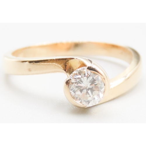 300 - Diamond Solitaire Half Bezel Set Wraparound Form Mounted in 18 Carat Yellow Gold Ring Size M and a H... 