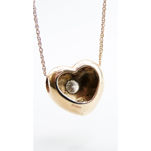 309 - Diamond Set Heart Pendant Mounted in 9 Carat Yellow Gold 1.5cm High set on 9 Carat Yellow Gold Chain... 