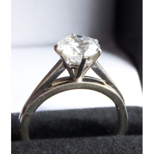 31 - Six Claw Set Diamond Solitaire Total Diamond Carat Weight 1.5ct Mounted in Platinum  Ring Size L and... 