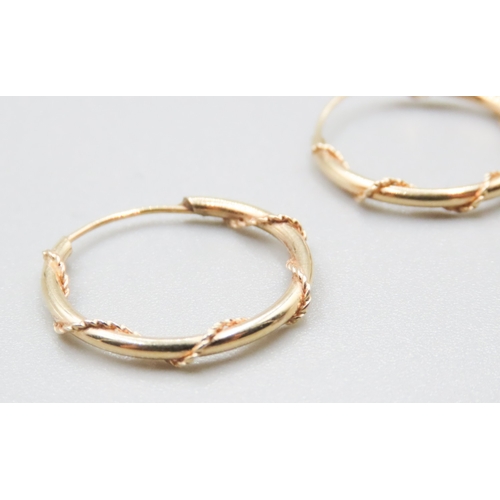 317 - Pair of 9 Carat Yellow Gold Rope Motif Hoop Earrings 2cm Diameter