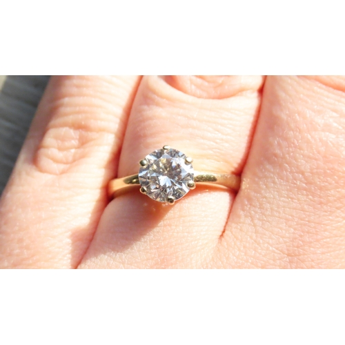 32 - Six Claw Set Diamond Solitaire Mounted in 18 Carat Yellow Gold Total Diamond Carat Weight 1.75ct Rin... 